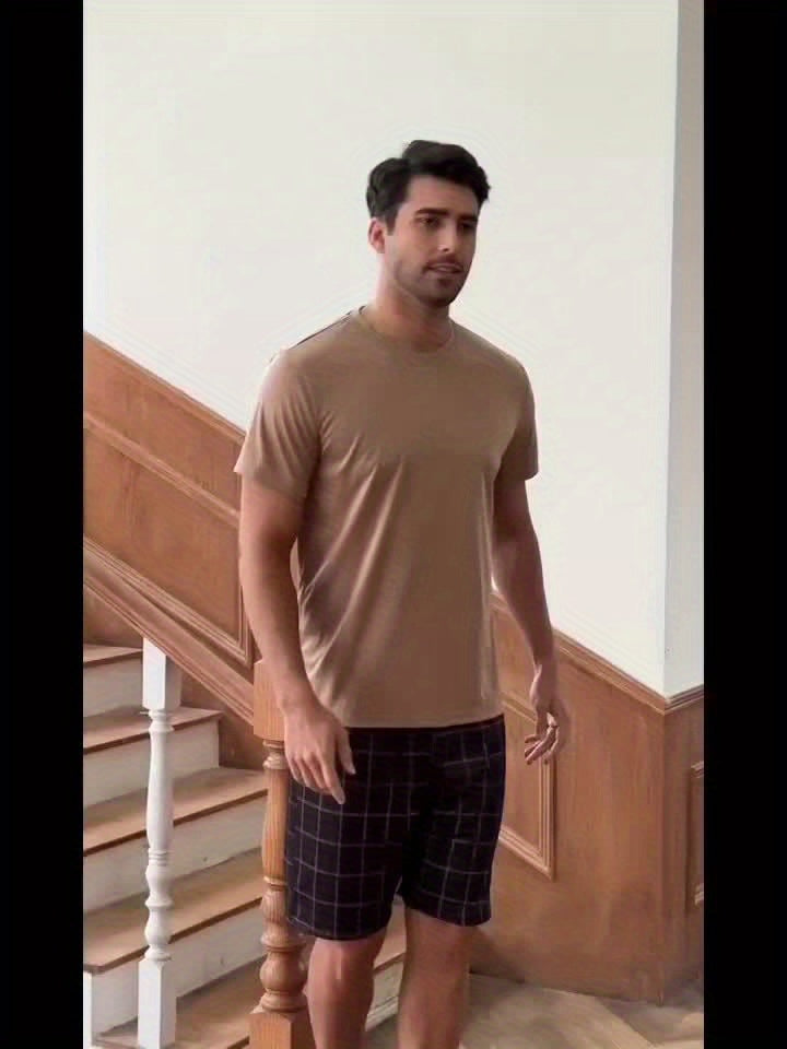 طقم تي شيرتات رجالية مريحة بألوان صلبة مكون من 4 قطع Fashint