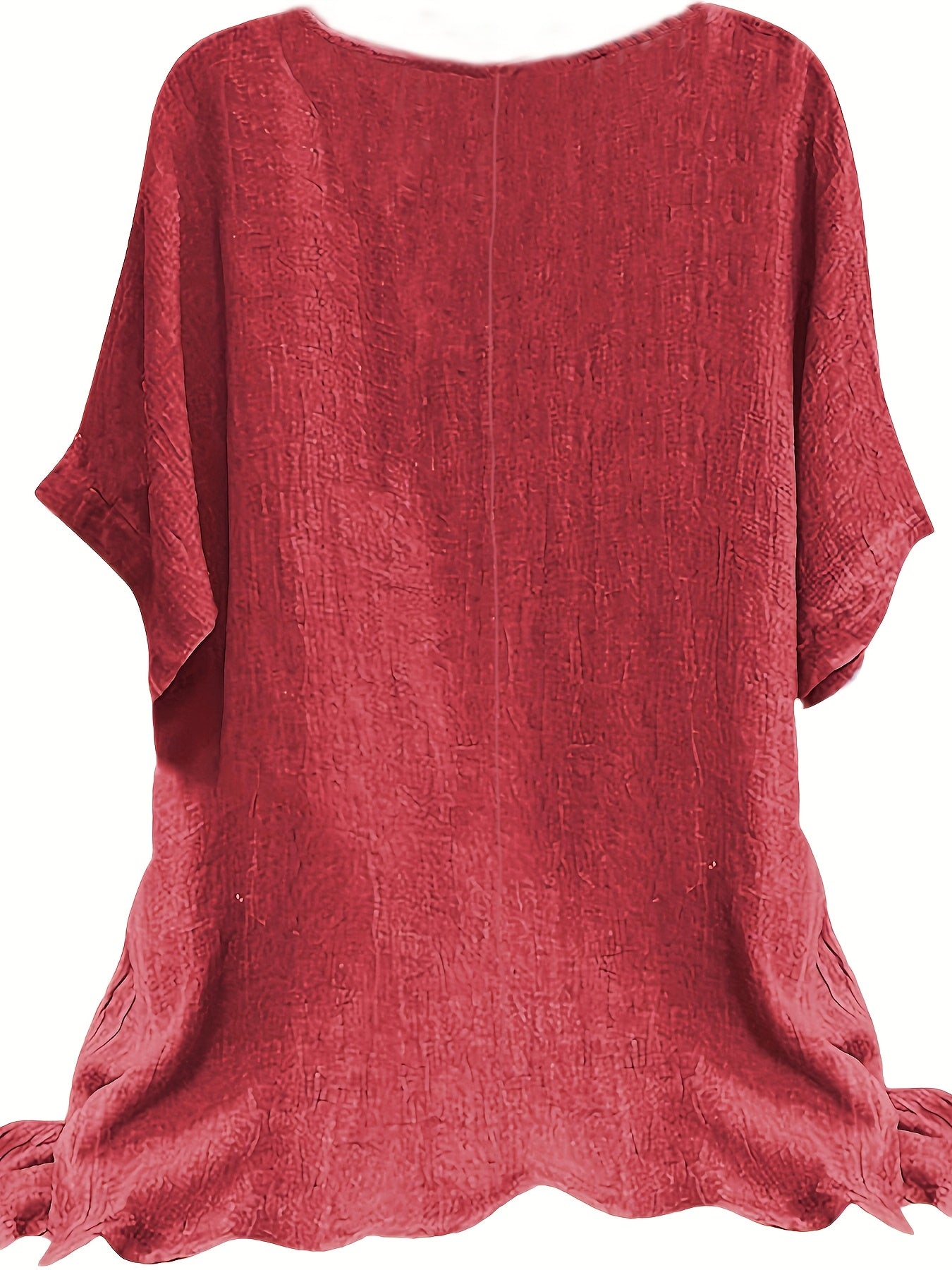 بلوزة نسائية قصيرة الأكمام بأحجام كبيرة باللون الوردي - مثالية لموسم الربيع والصيف والخريف Fashint