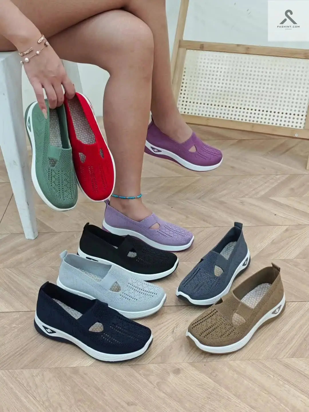 احذية نسائية مريحة ذات تصميم شبكي لسهرة صيف 2023 Fashint