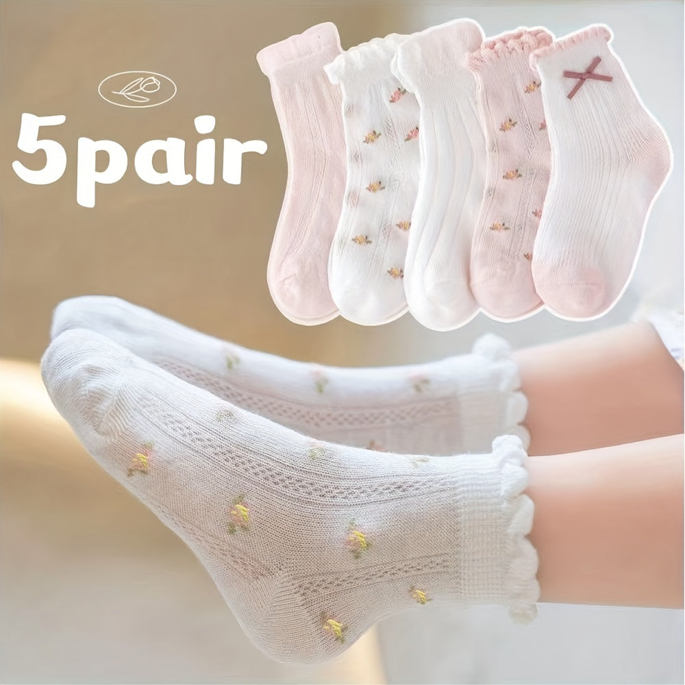 جوارب أطفال بنقشة زهور لطيفة لشتاء وصيف Fashint