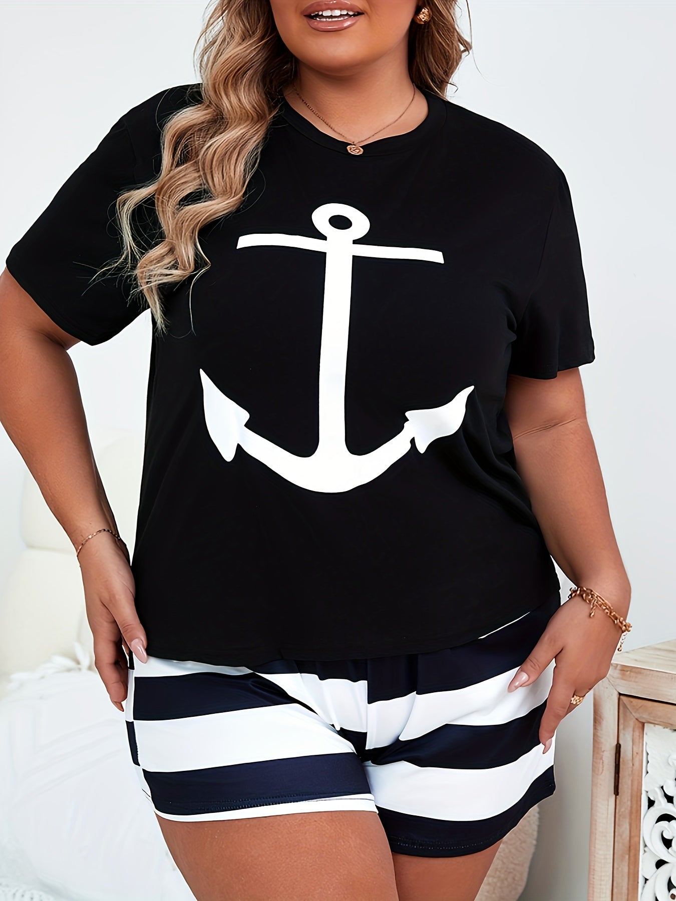 مجموعة بيجاما كاجوال plus size بتصميم أنكور Fashint