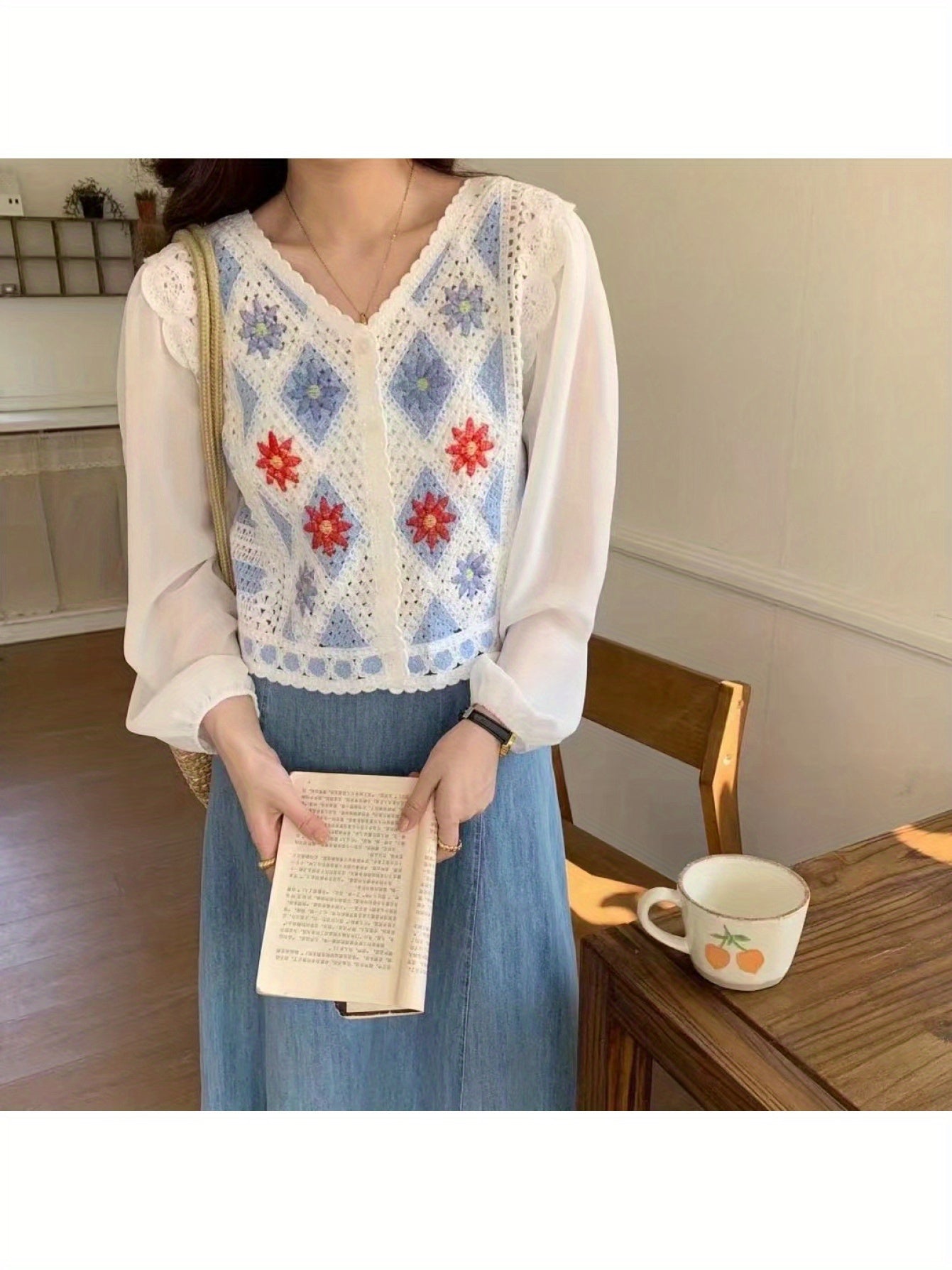 شياكة وفخامة مع قميص مطرز ذو أكمام طويلة Fashint