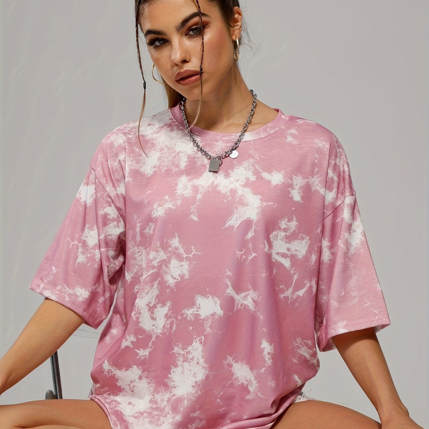 تي شيرت رياضي كاجوال بتصميم تاي داي Fashint