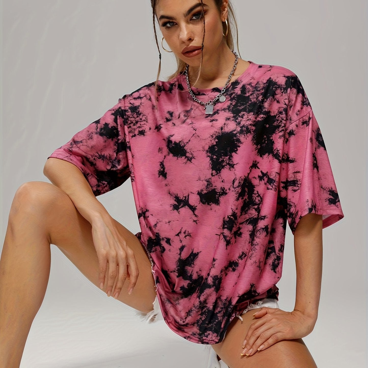 تي شيرت رياضي كاجوال بتصميم تاي داي Fashint