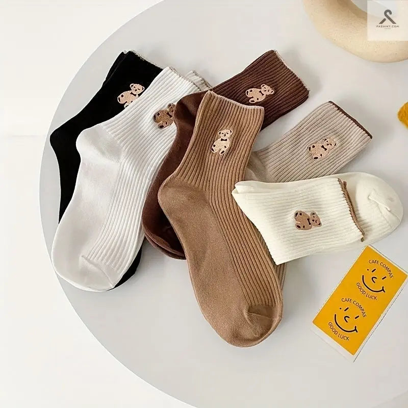جوارب قصيرة بتصميمات لطيفة من 5 أزواج Fashint