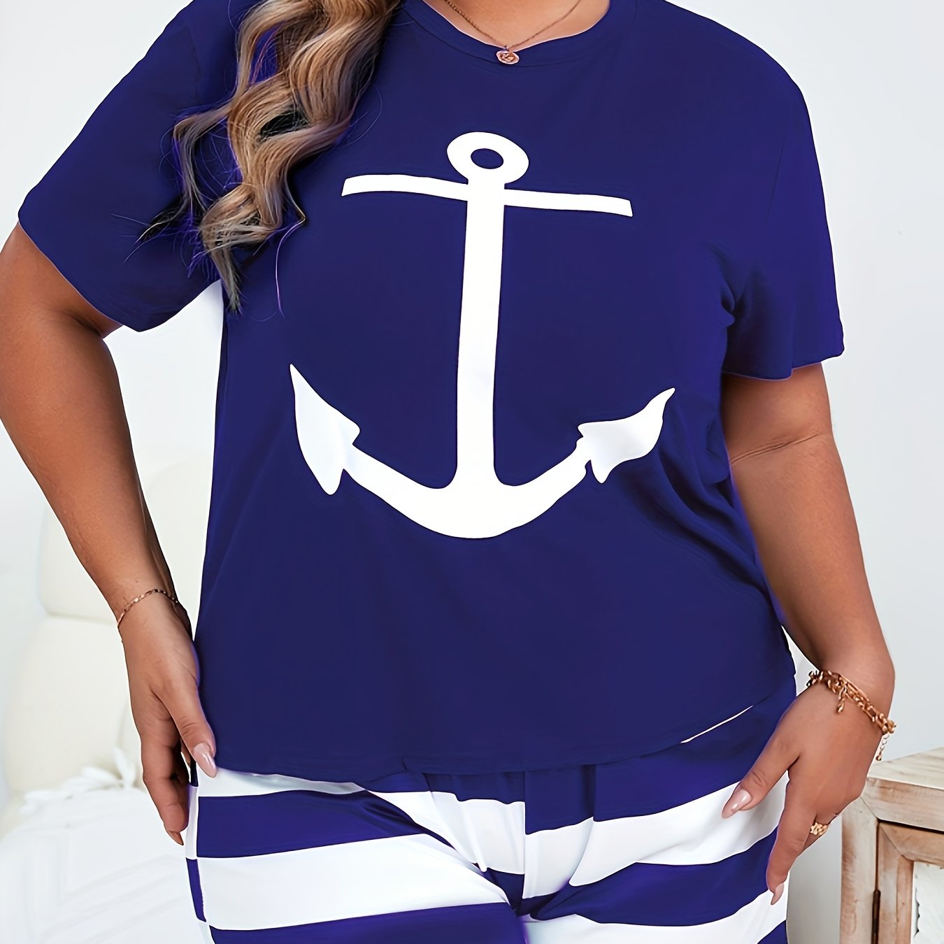 مجموعة بيجاما كاجوال plus size بتصميم أنكور Fashint