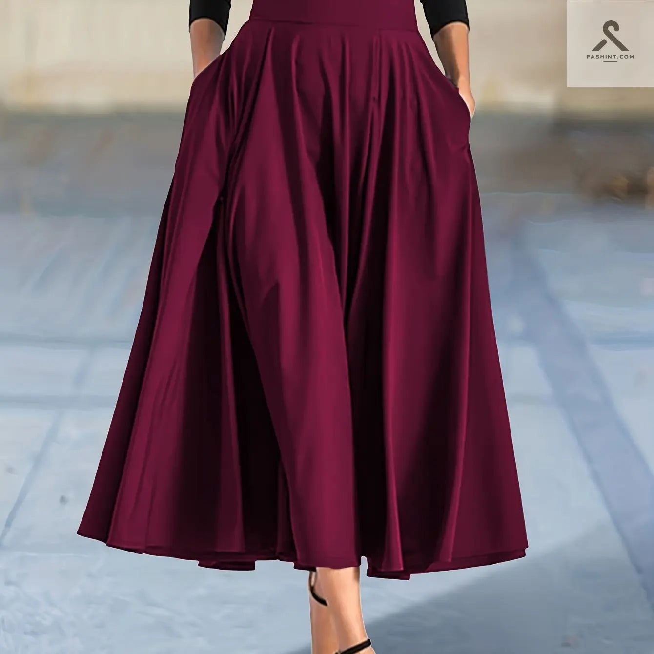 تنانير ماكسي عصرية بخلفية مشدودة ذات خصر عال Fashint