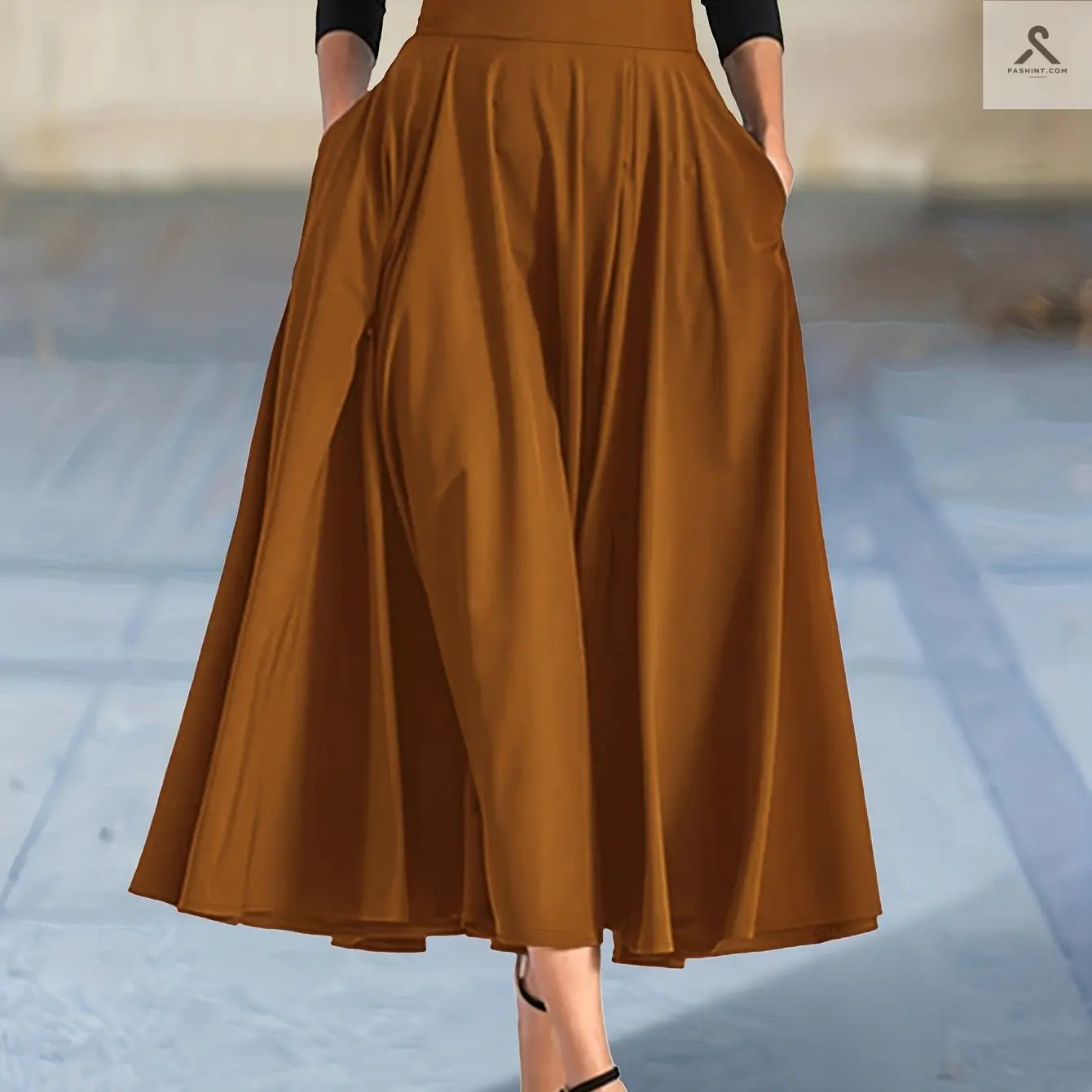 تنانير ماكسي عصرية بخلفية مشدودة ذات خصر عال Fashint