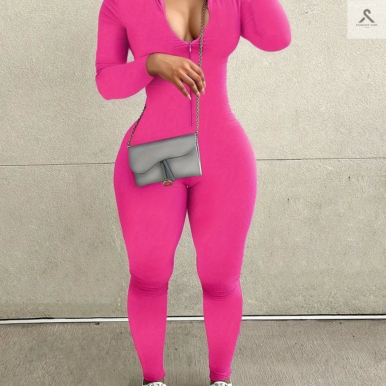 سروال قفز أسود سهل الارتداء للنساء Fashint