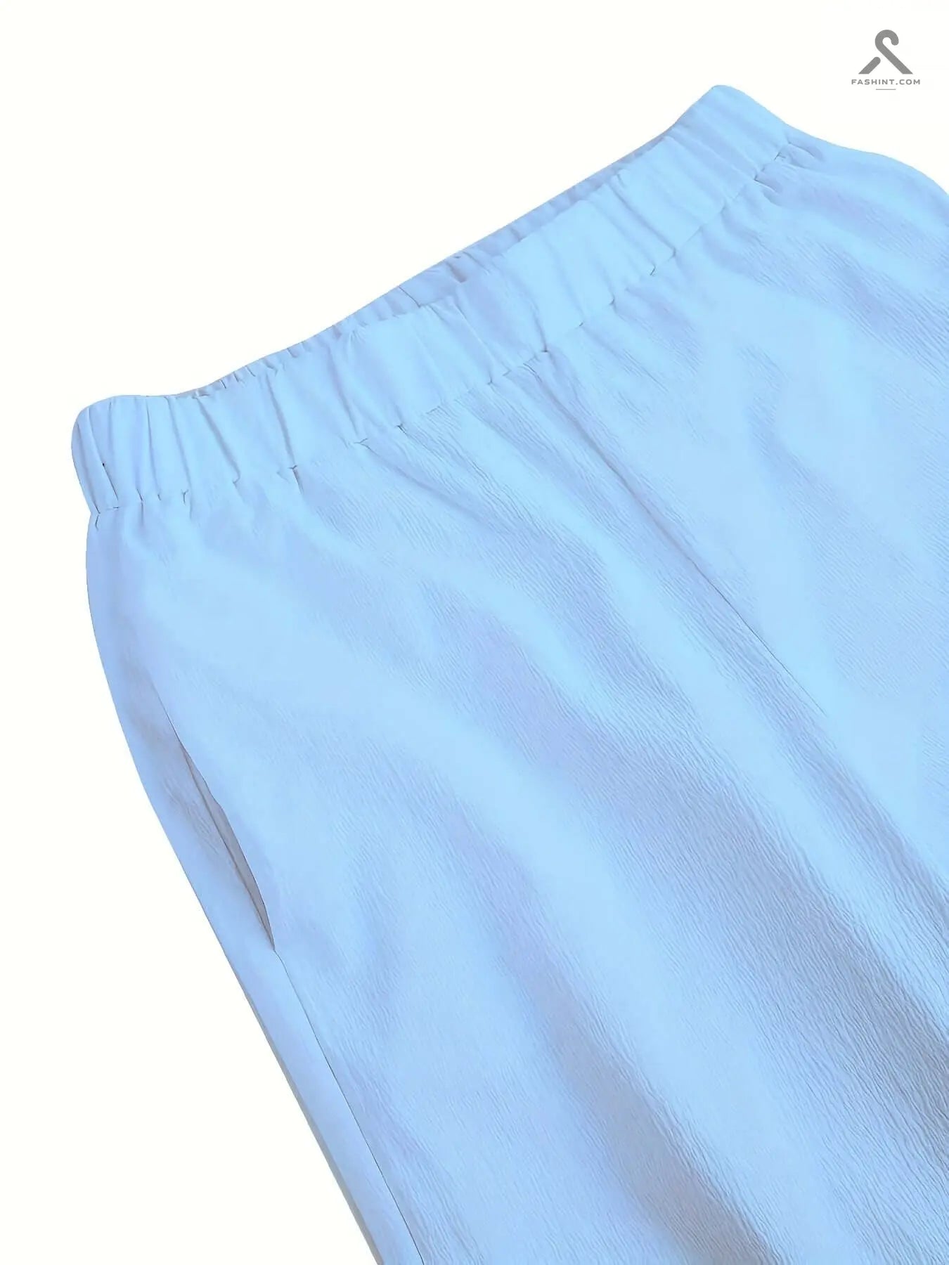 طقم نسائي من قطعتين سهل الارتداء، قميص بدون أكمام وسروال فضفاض Fashint