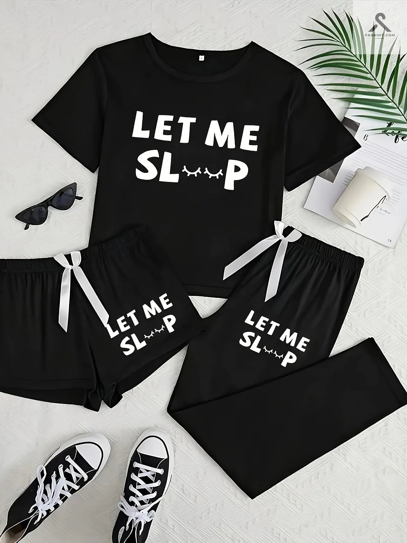طقم بيجاما نسائية كاجوال ثلاث قطع Fashint