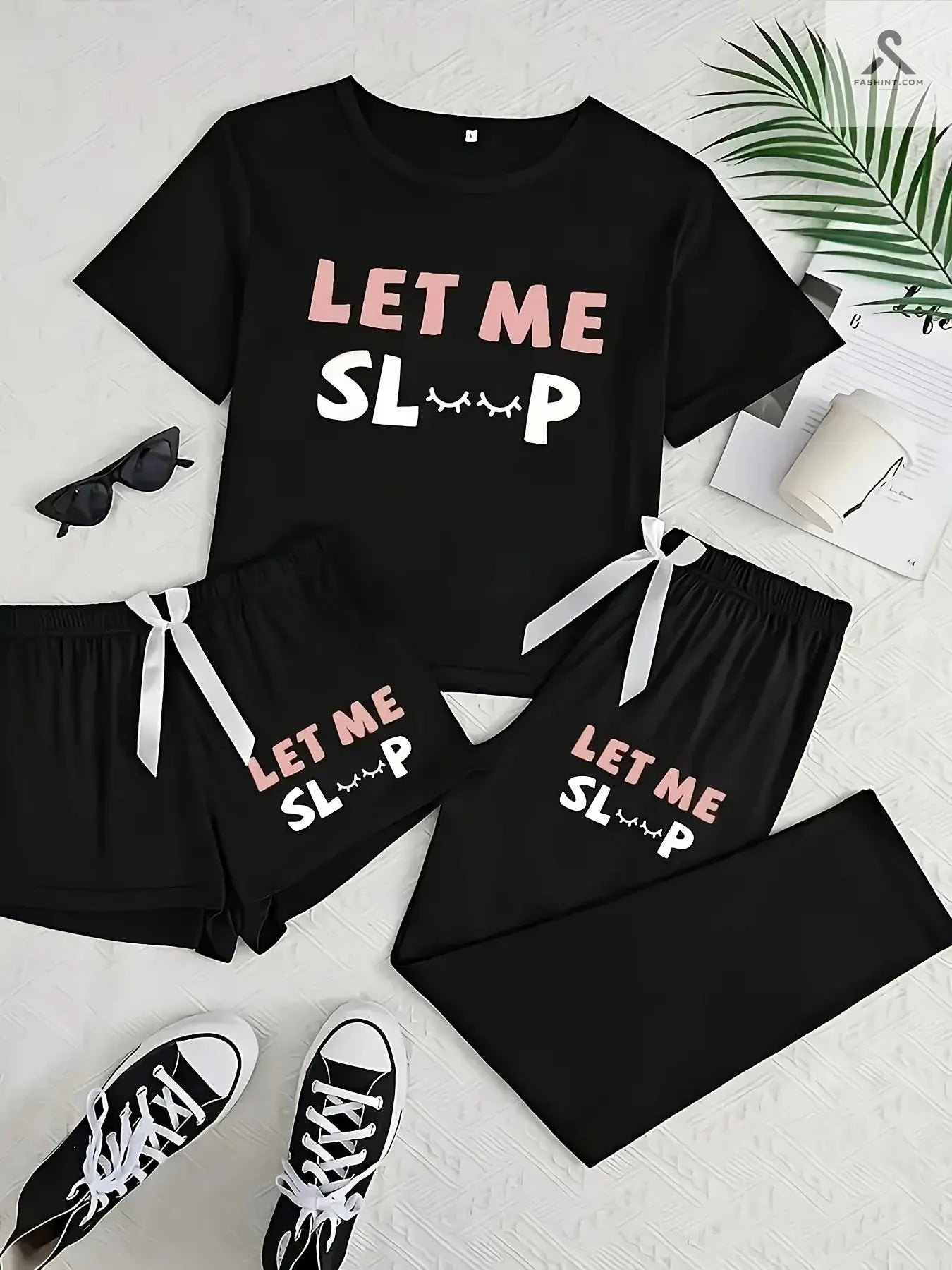 طقم بيجاما نسائية كاجوال ثلاث قطع Fashint