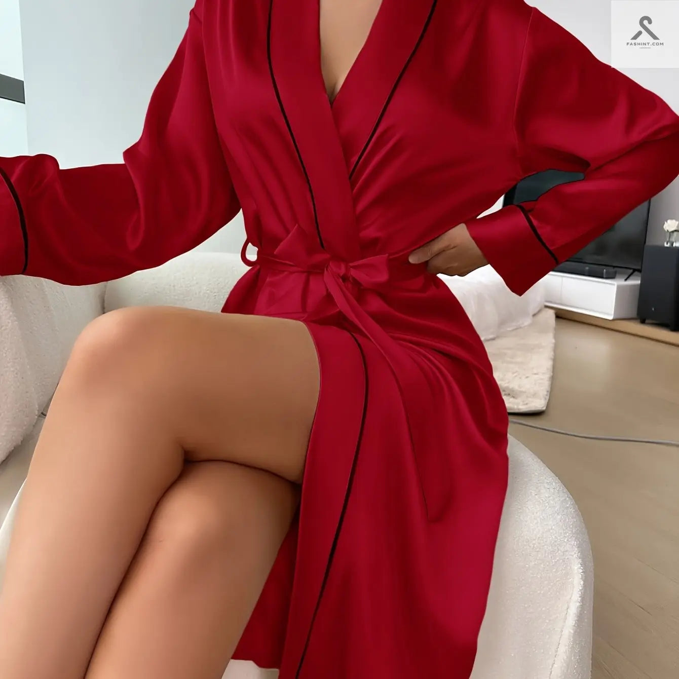 روب نوم طويل أنيق للنساء يتوفر بألوان أساسية Fashint