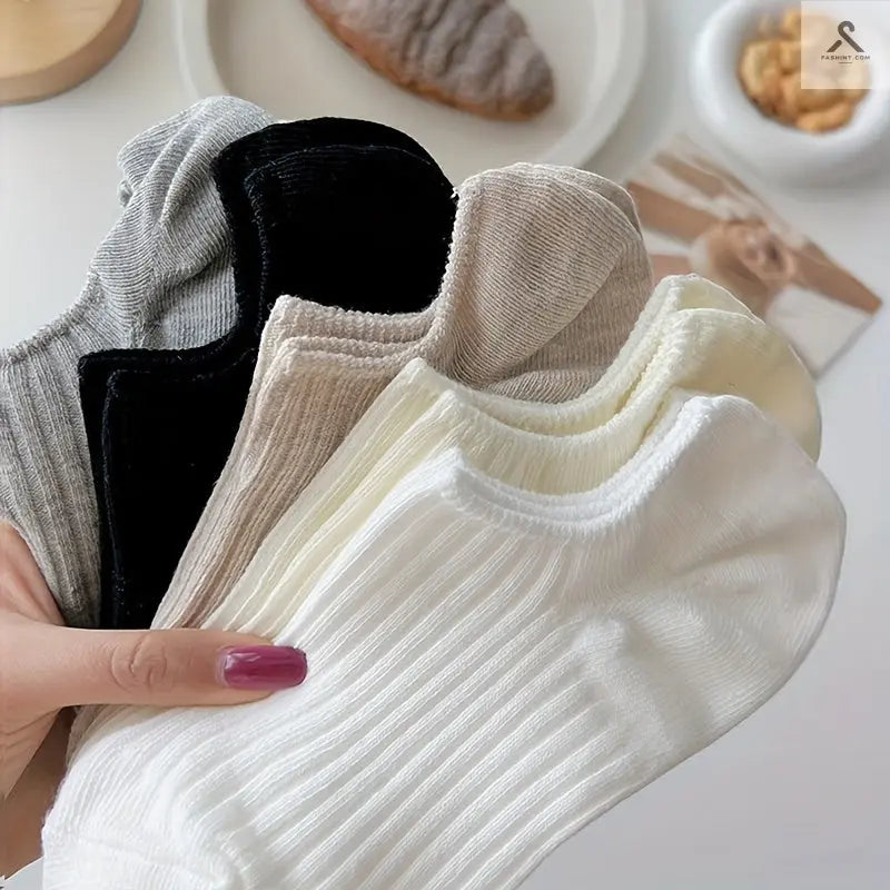 جوارب بدون كعب بألوان صلبة للنساء Fashint