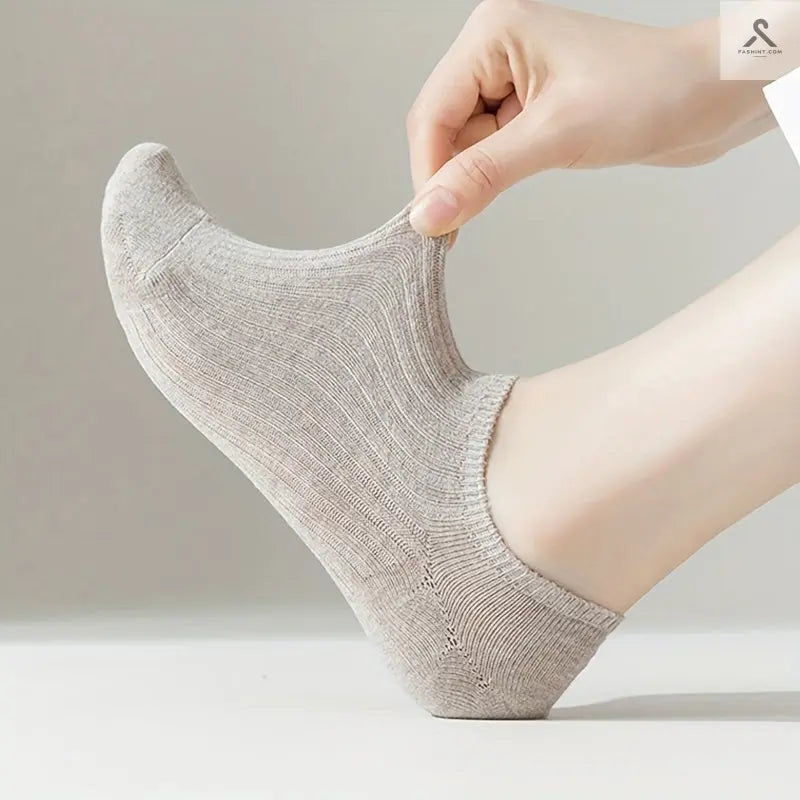 جوارب بدون كعب بألوان صلبة للنساء Fashint