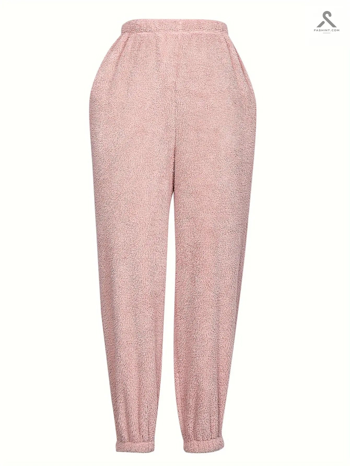 بنطلون نسائي مريح، دافئ وناعم بخصر مرن Fashint