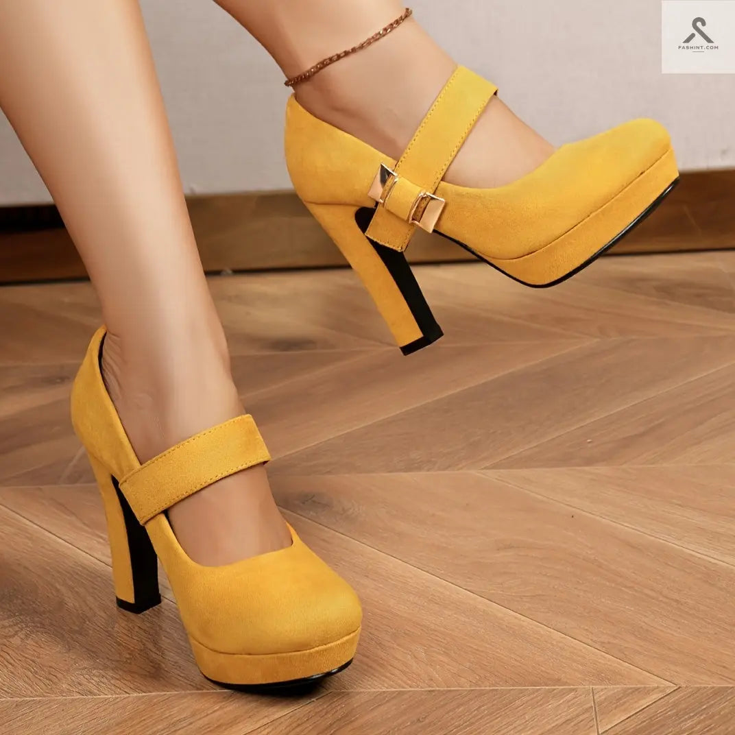 أحذية كعب عالي مدورة أصيلة للنساء Fashint