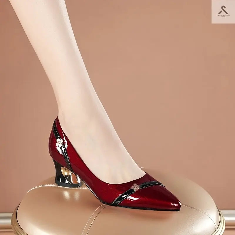 حذاء كعب متوسط نسائي بزهور لتصميم عصري ومريح Fashint