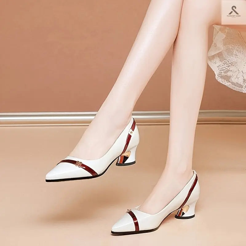 حذاء كعب متوسط نسائي بزهور لتصميم عصري ومريح Fashint