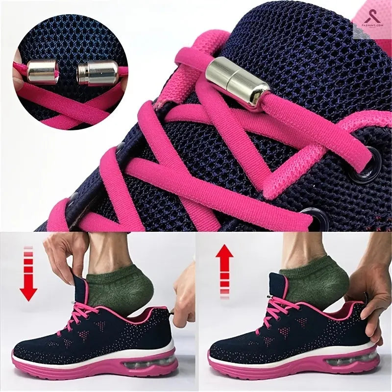 رباط أحذية مرن بدون ربط مع رأس معدني - شريط سريع وسهل للفتيات والفتيان Fashint
