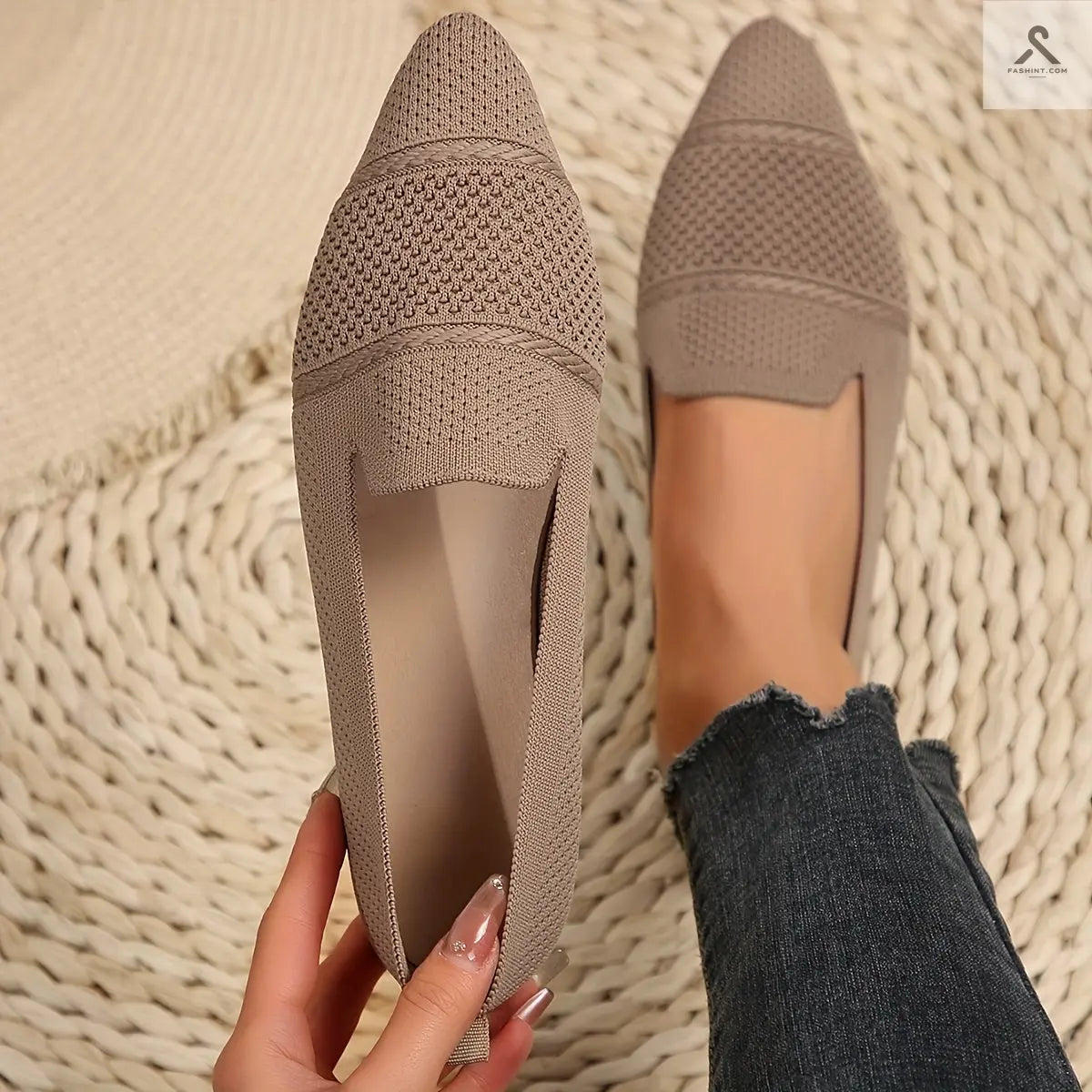 أحذية مسطحة للنساء بألوان موحدة، خفيفة ومريحة Fashint