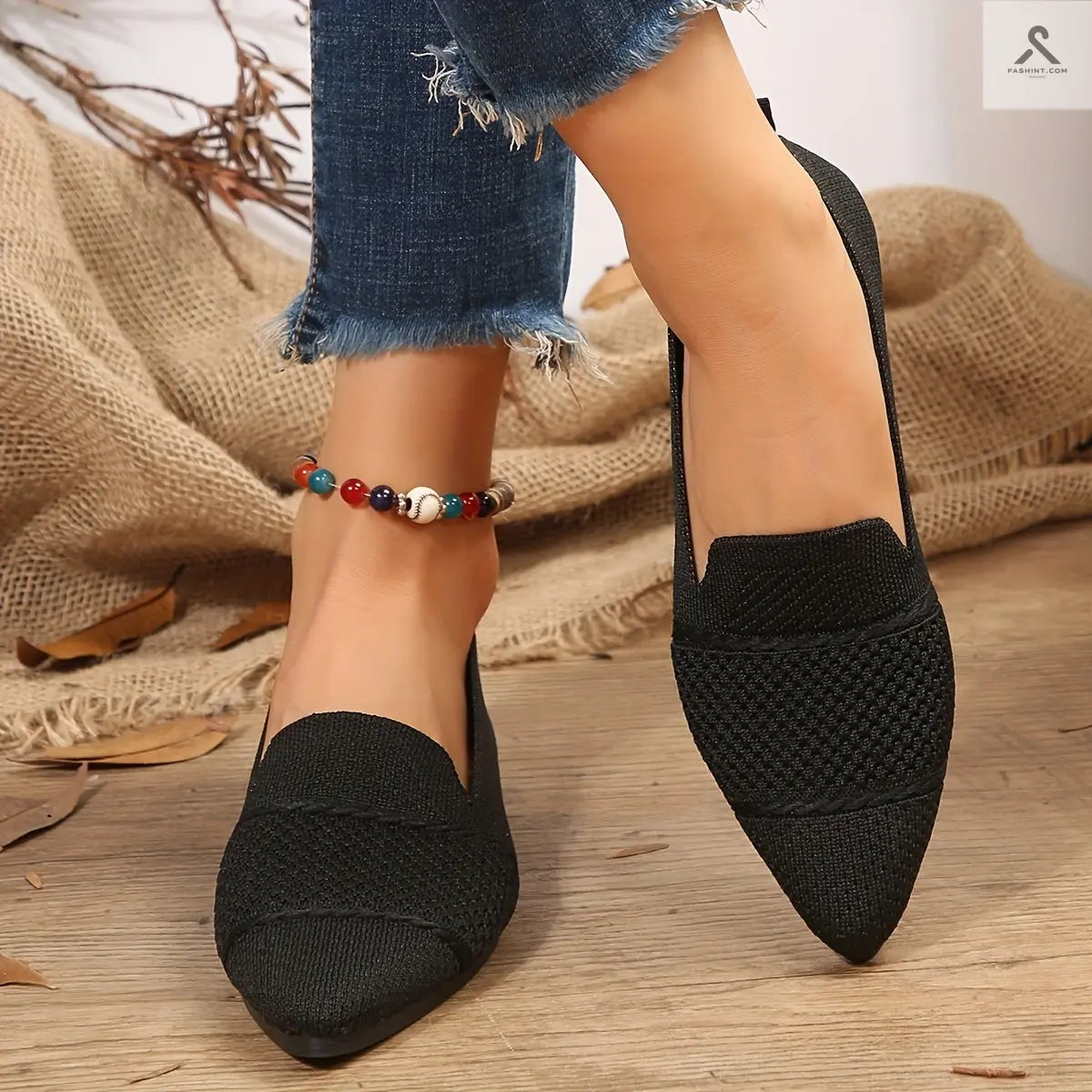 أحذية مسطحة للنساء بألوان موحدة، خفيفة ومريحة Fashint