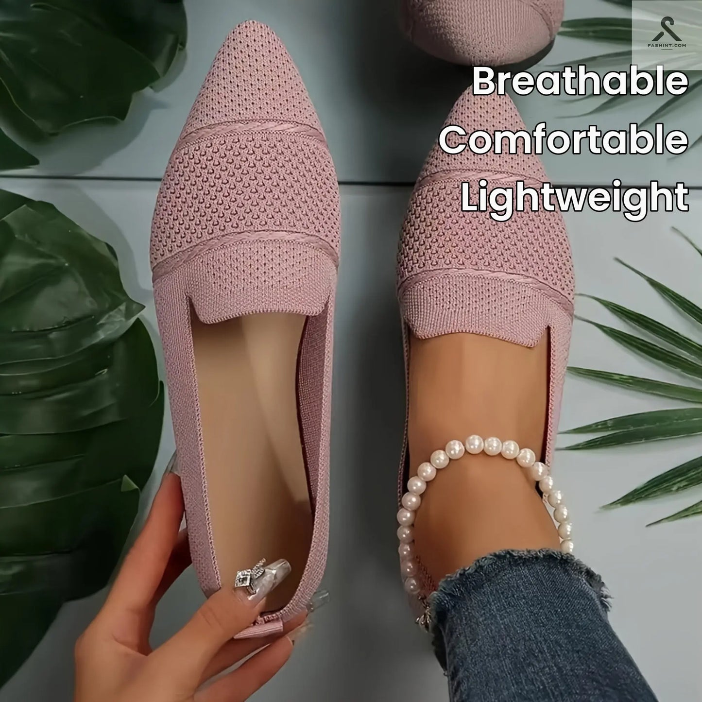 أحذية مسطحة للنساء بألوان موحدة، خفيفة ومريحة Fashint