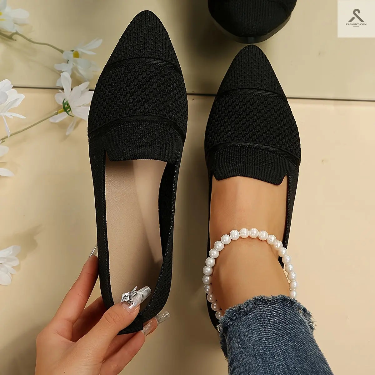 أحذية مسطحة للنساء بألوان موحدة، خفيفة ومريحة Fashint