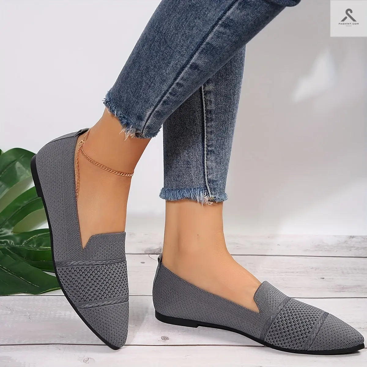 أحذية مسطحة للنساء بألوان موحدة، خفيفة ومريحة Fashint