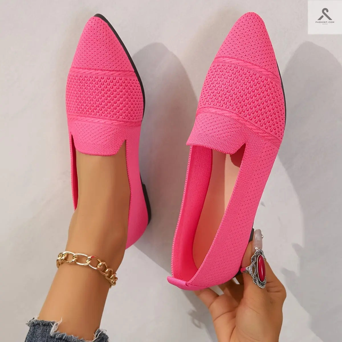 أحذية مسطحة للنساء بألوان موحدة، خفيفة ومريحة Fashint