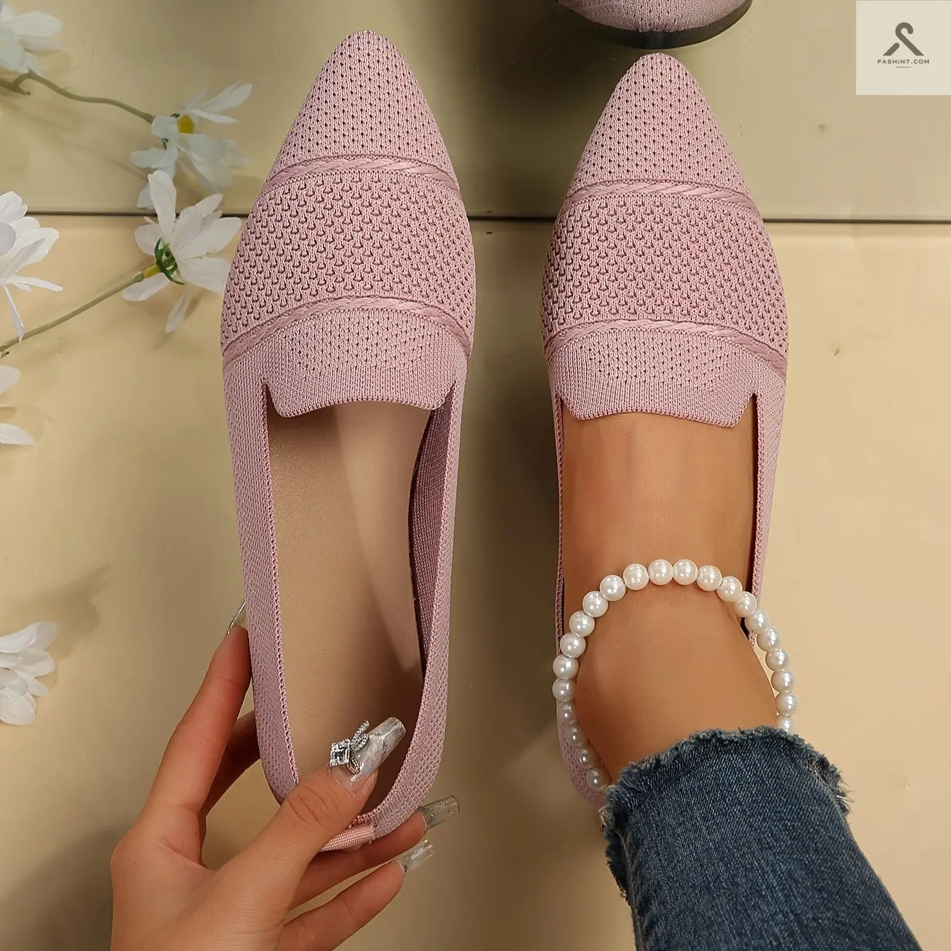 أحذية مسطحة للنساء بألوان موحدة، خفيفة ومريحة Fashint