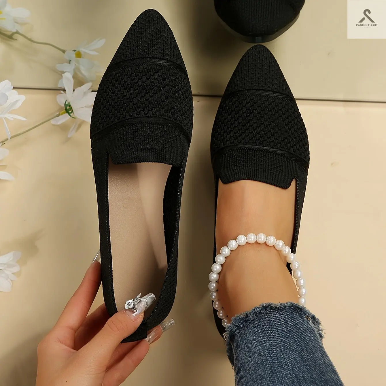 أحذية مسطحة للنساء بألوان موحدة، خفيفة ومريحة Fashint