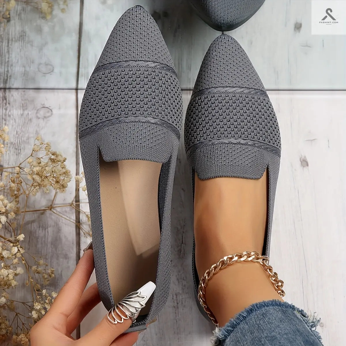 أحذية مسطحة للنساء بألوان موحدة، خفيفة ومريحة Fashint