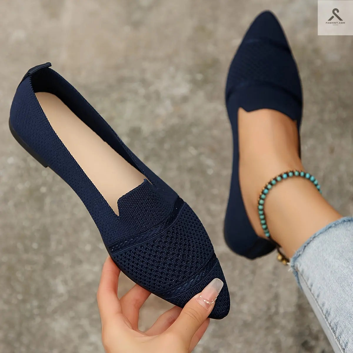 أحذية مسطحة للنساء بألوان موحدة، خفيفة ومريحة Fashint