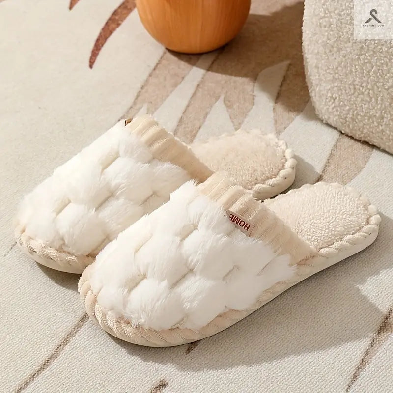 نعال شتاء نسائية مريحة وأنيقة - دافئة وناعمة مع نعل PVC غير قابل للانزلاق Fashint