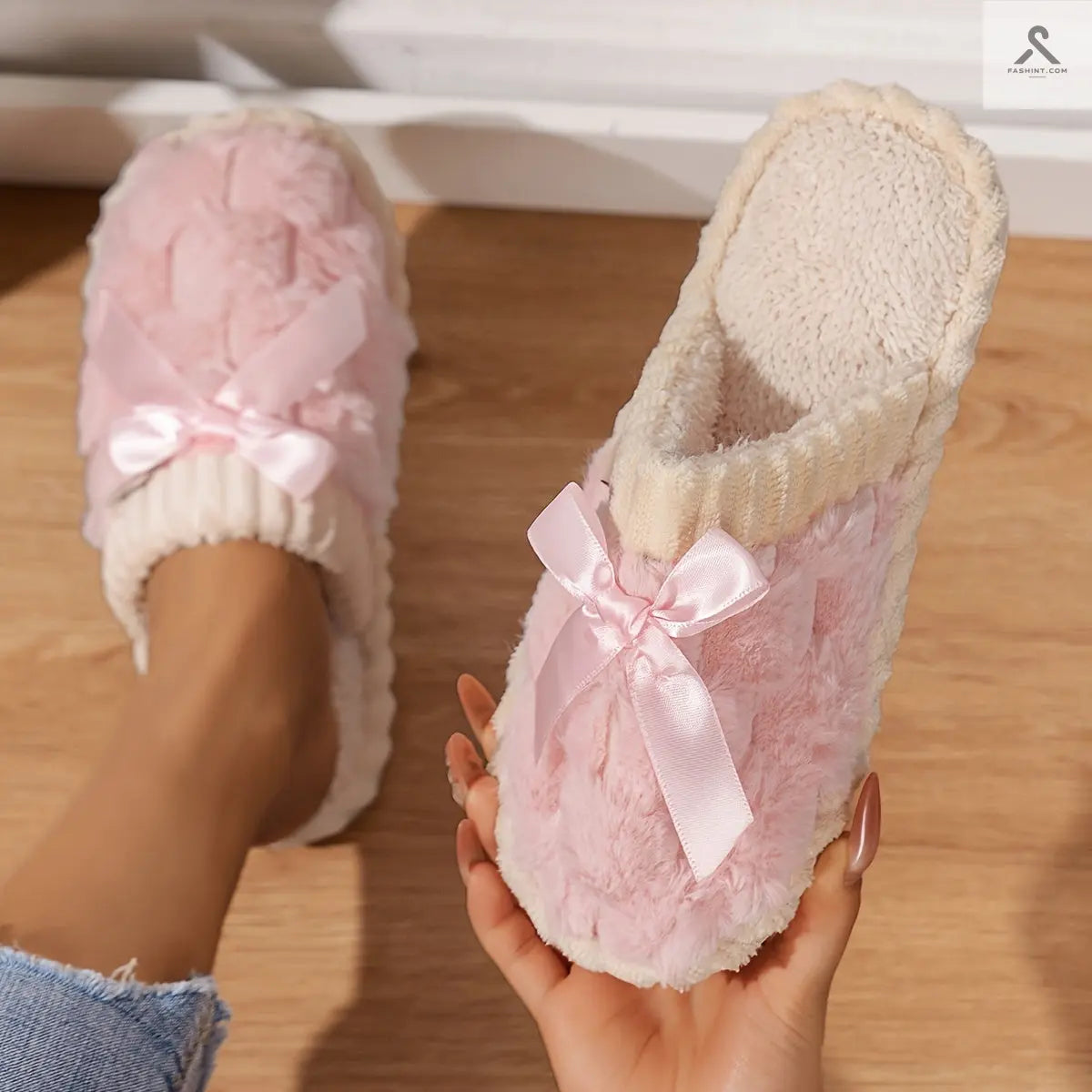 نعال شتاء نسائية مريحة وأنيقة - دافئة وناعمة مع نعل PVC غير قابل للانزلاق Fashint