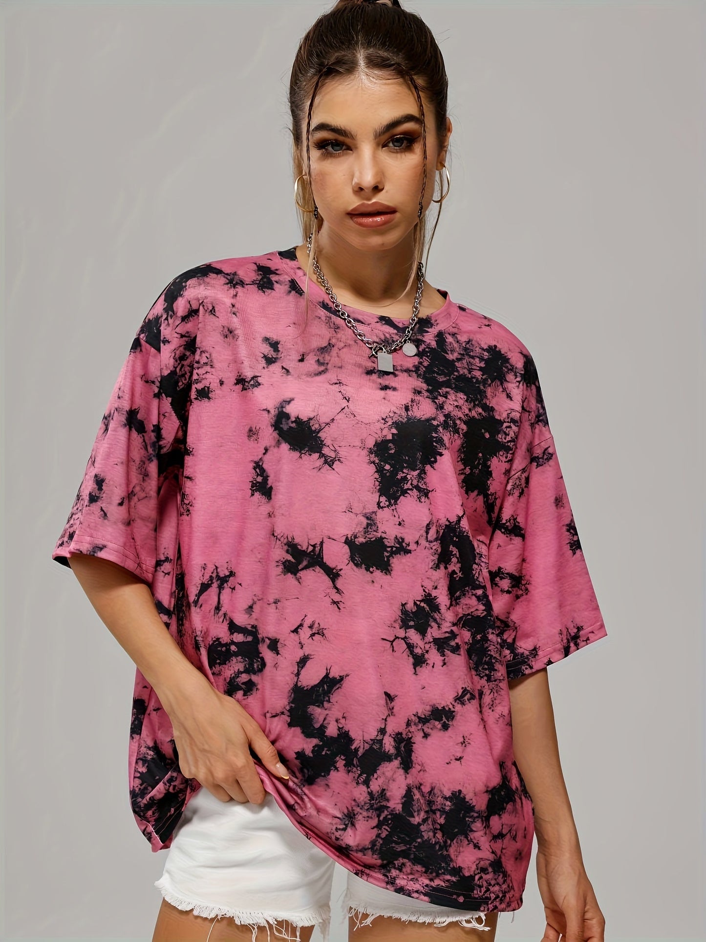 تي شيرت رياضي كاجوال بتصميم تاي داي Fashint