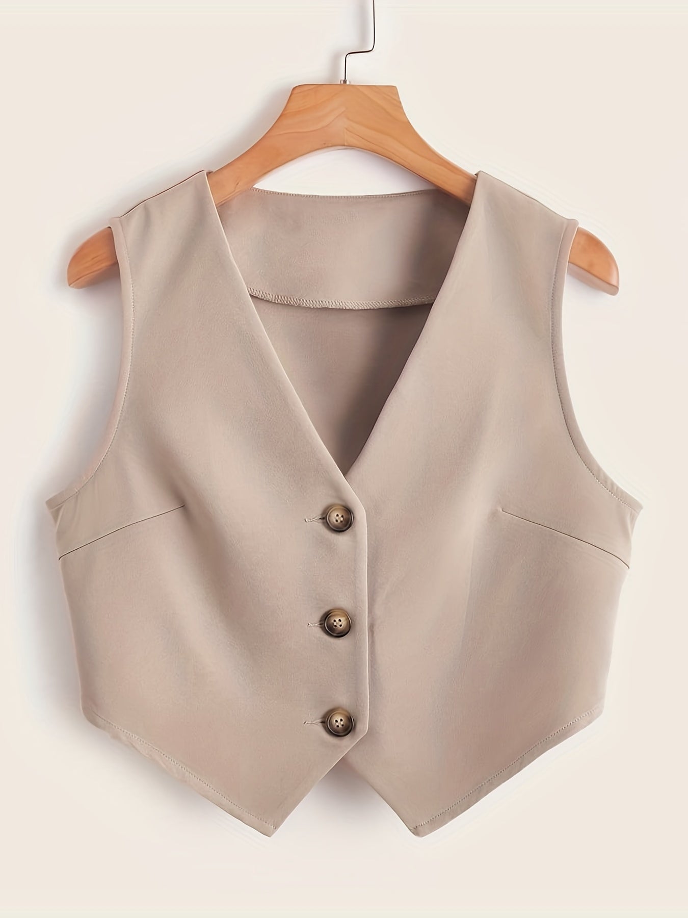 Elegant Sleeveless Work Vest with Button Front for Women