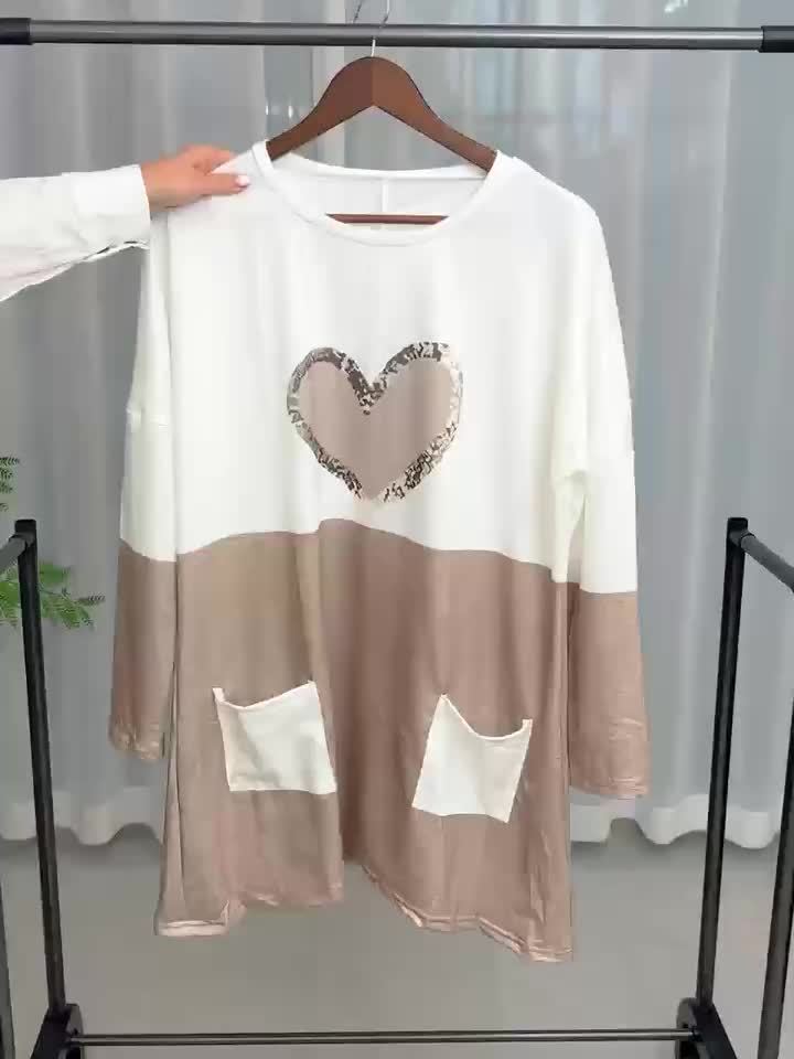 تي شيرت نسائي بأكمام طويلة بتصميم مميز وخامات مريحة Fashint