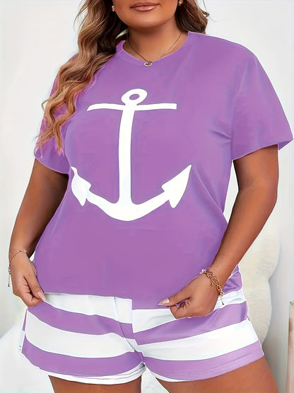 مجموعة بيجاما كاجوال plus size بتصميم أنكور Fashint