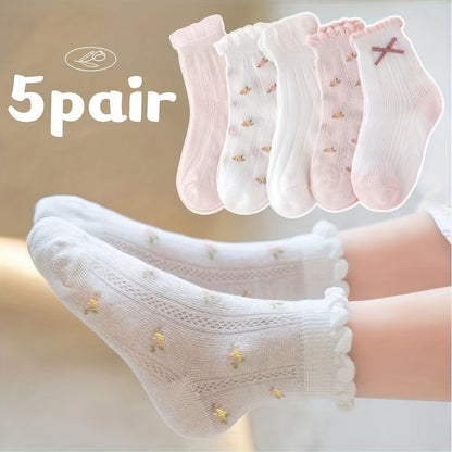 جوارب أطفال بنقشة زهور لطيفة لشتاء وصيف Fashint