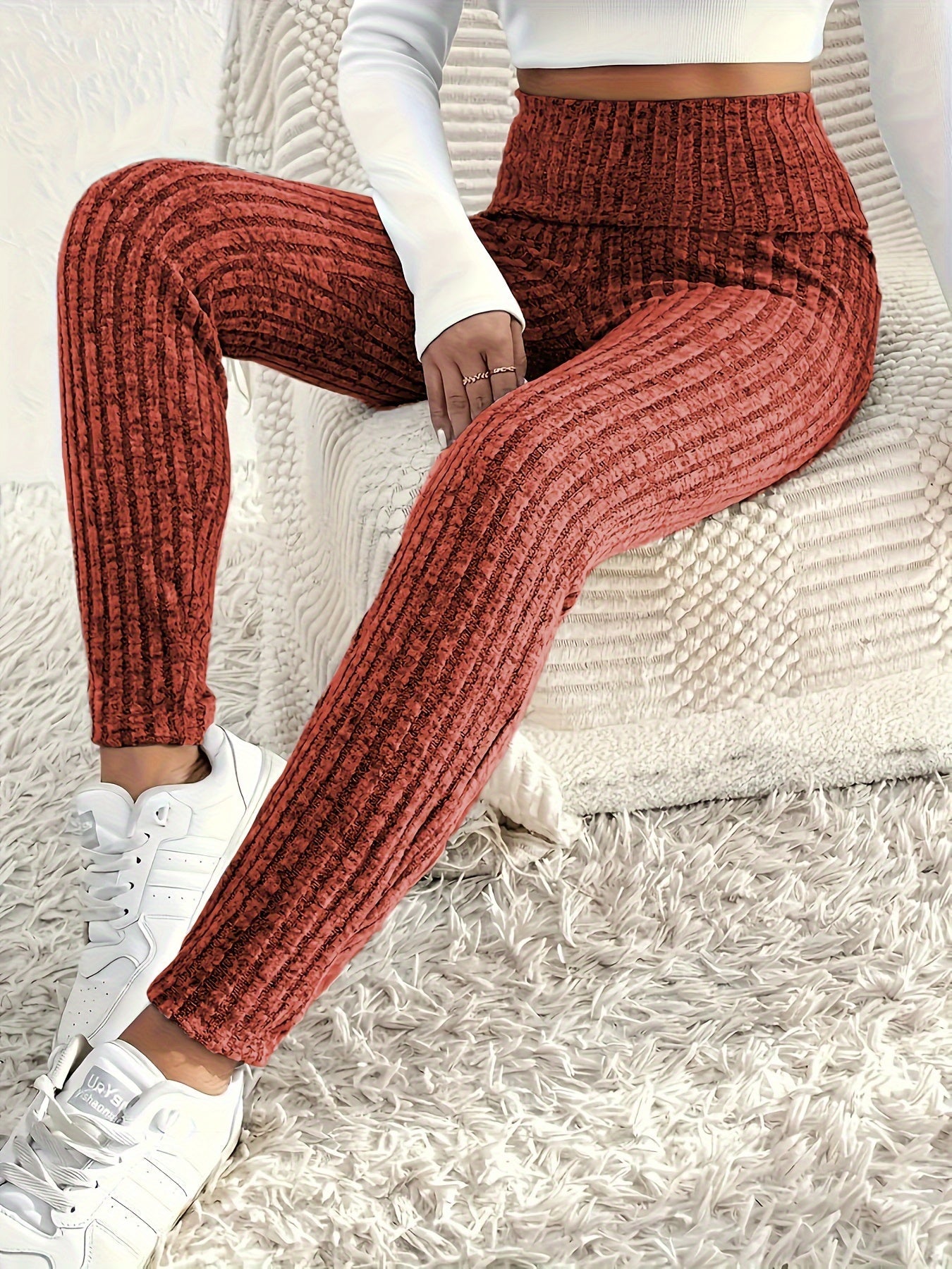 ليجنز نسائية مقاس كبير خصر مرتفع بألوان صلبة Fashint