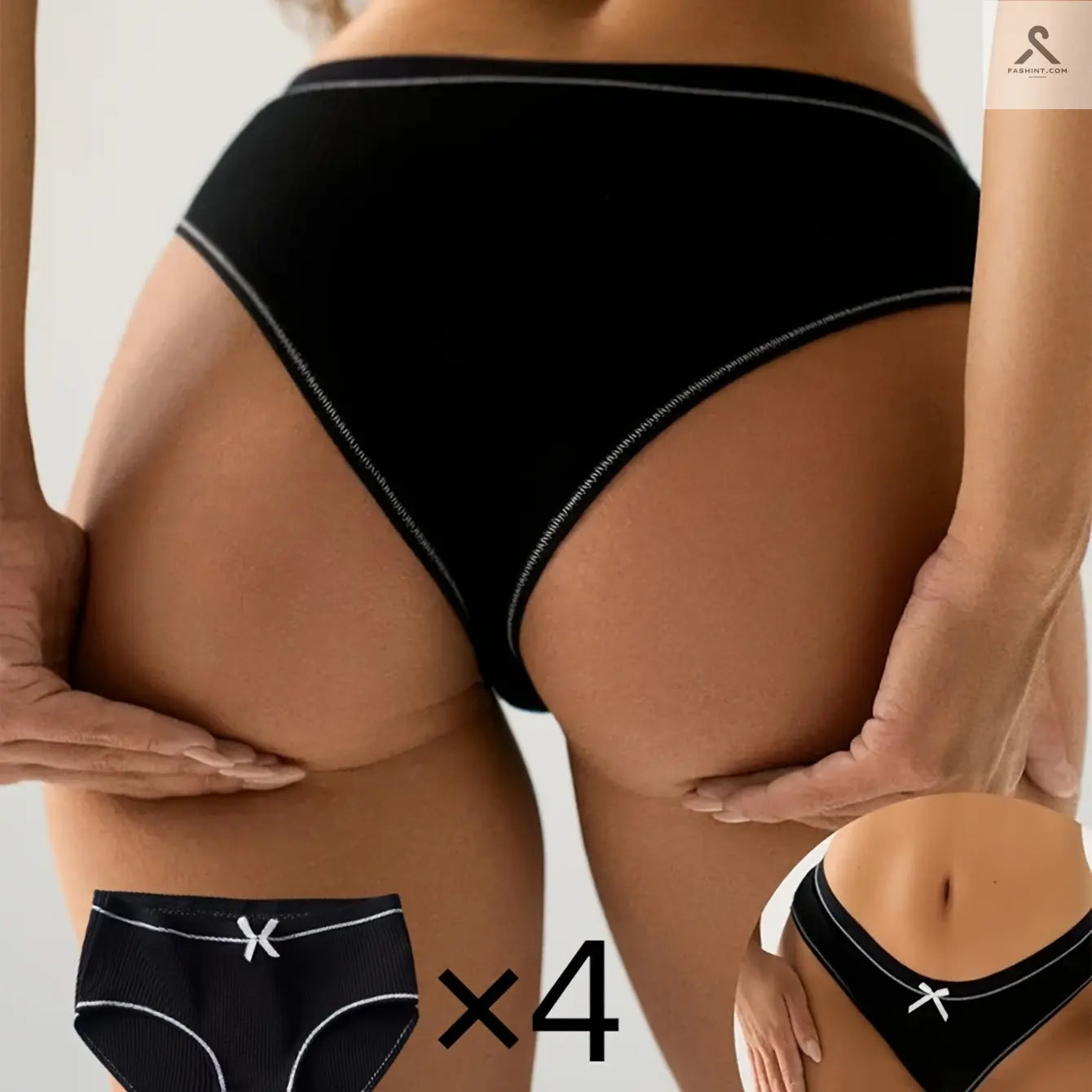 مجموعة 4 قطع من الملابس الداخلية القطنية بتصميم بسيط وراحة عالية Fashint