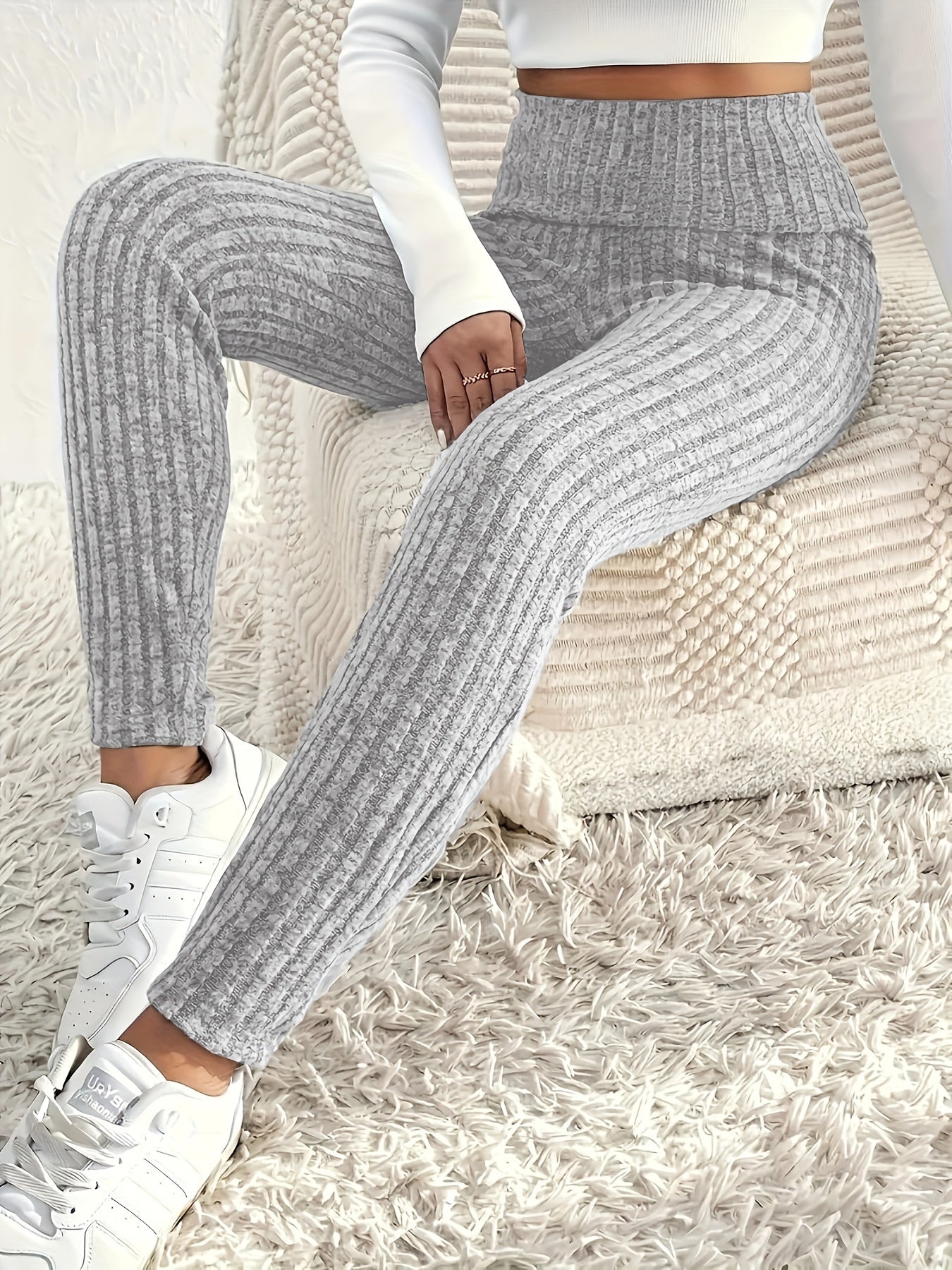 ليجنز نسائية مقاس كبير خصر مرتفع بألوان صلبة Fashint