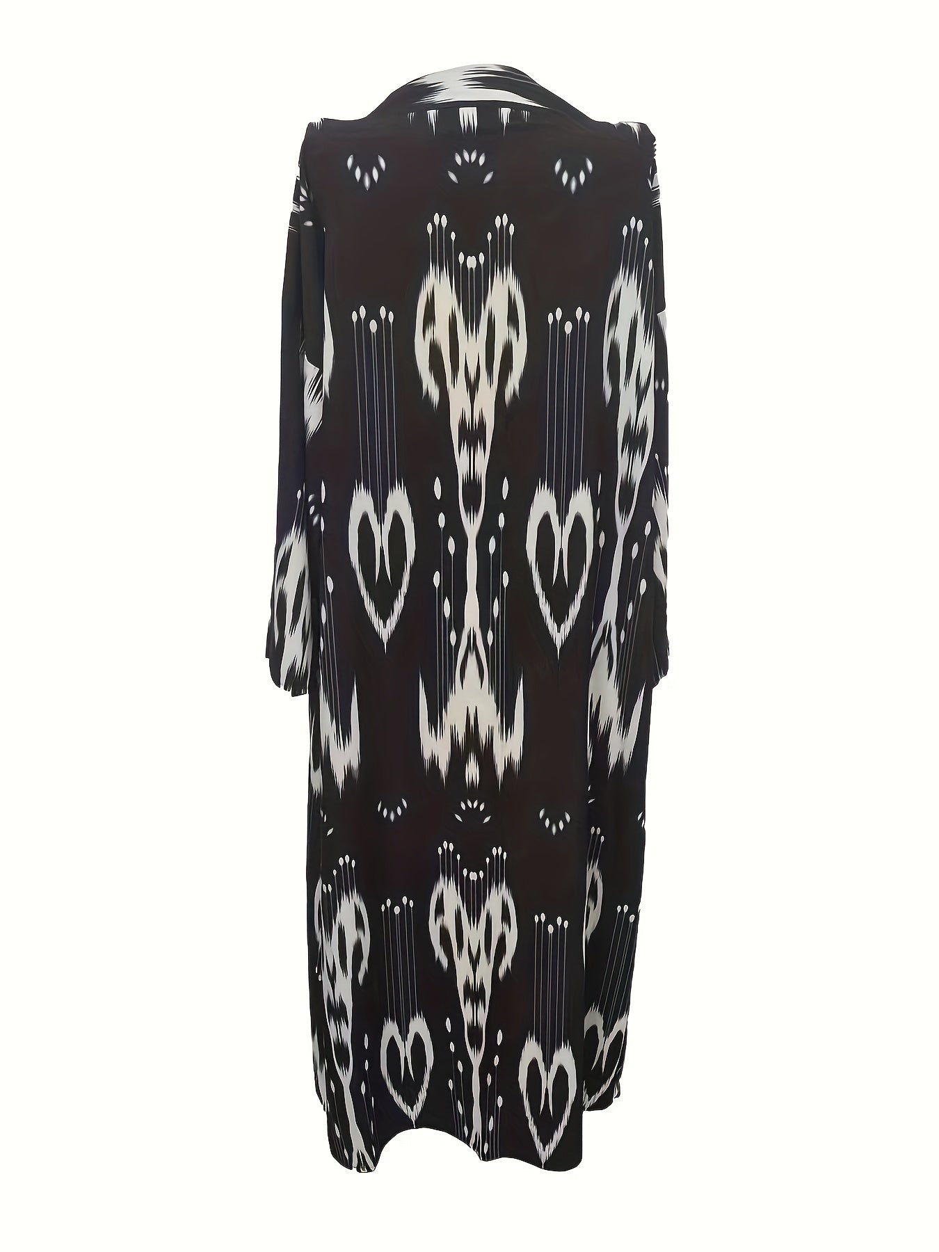 فستان طباعة قلب بأزرار بأكمام طويلة للمرأة Fashint