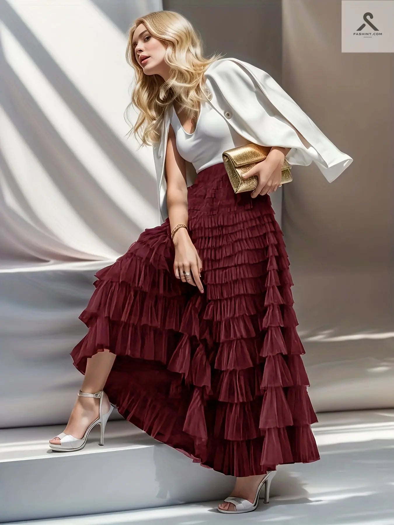 تنورة متعددة الطبقات من التول للنساء Fashint
