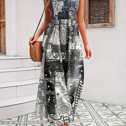 جمبسوت أنيق بطبعة زهرية عرقية Fashint