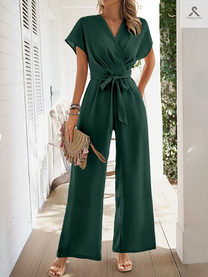 جسم قصير بكم قصير بتصميم ياقة منسوبة للسيدات Fashint