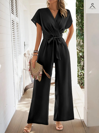 جسم قصير بكم قصير بتصميم ياقة منسوبة للسيدات Fashint