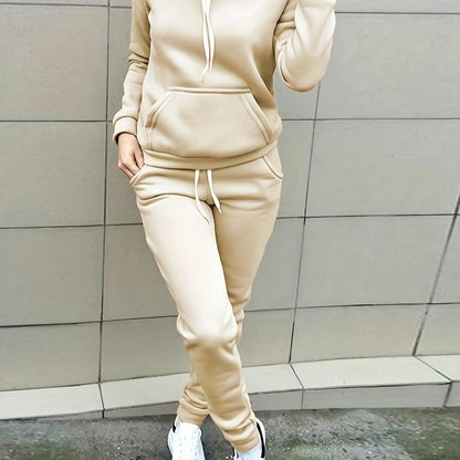 سترة قميص هودي وسروال نسائي بتصميم عصري من البوليستر Fashint